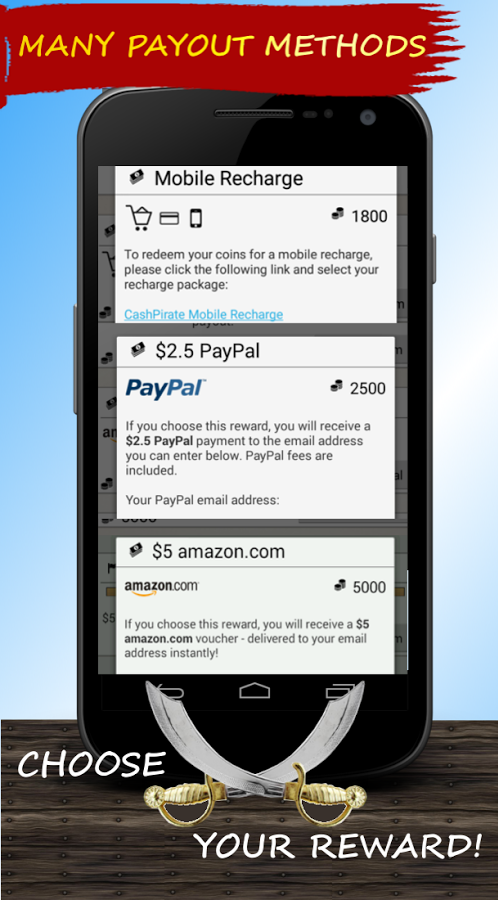 Cash Pirate payout options and minimum cashouts